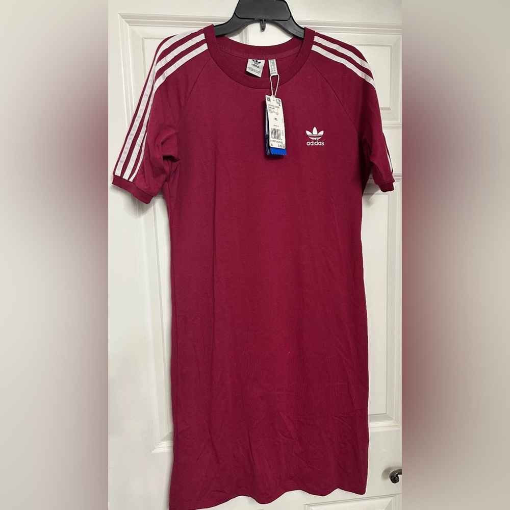 NWT! ADIDAS 3 Stripe Long Sleeve Mini Midi Dress - Picture 8 of 8